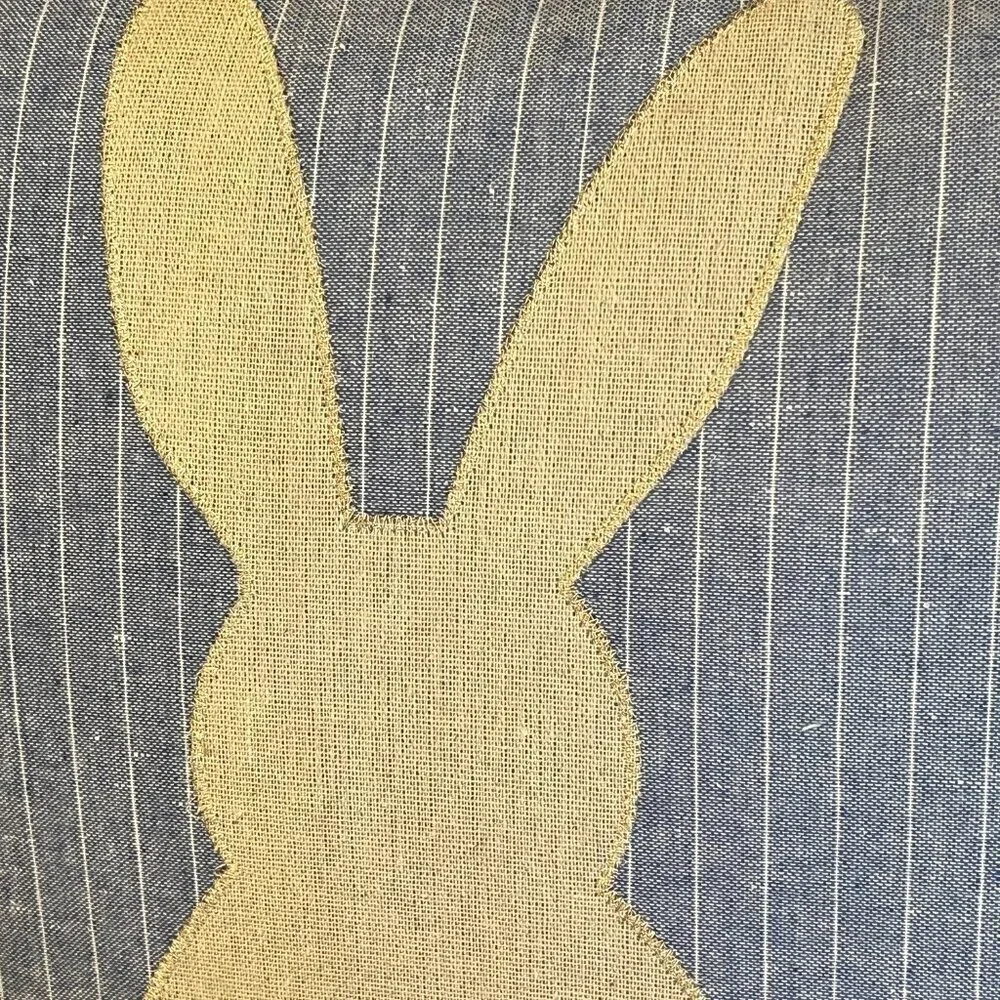 Set of Two 15” Square Bunny Rabbit Pillows Blue Gingham Print With Tails Country